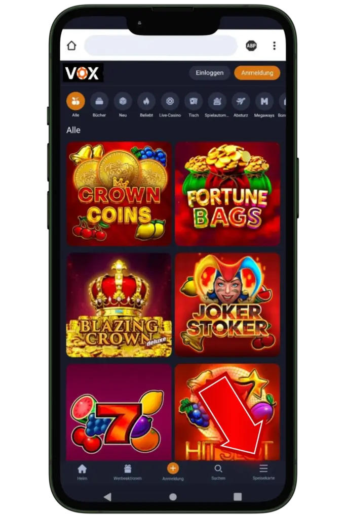 Go to the App Vox Casino iOS de
