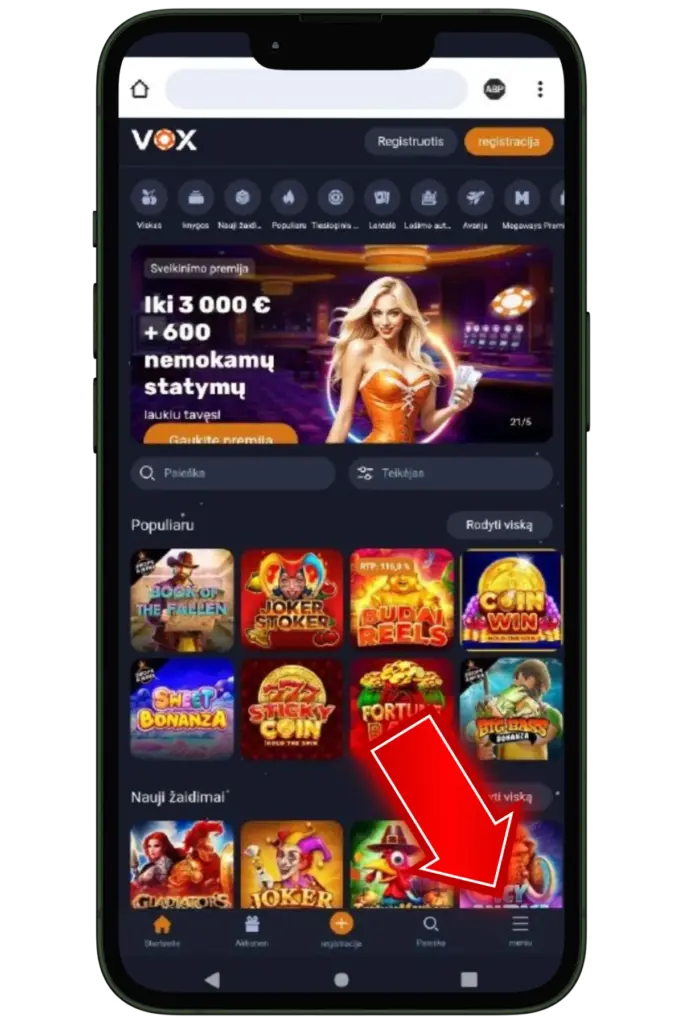 Go to the App Vox Casino iOS lt