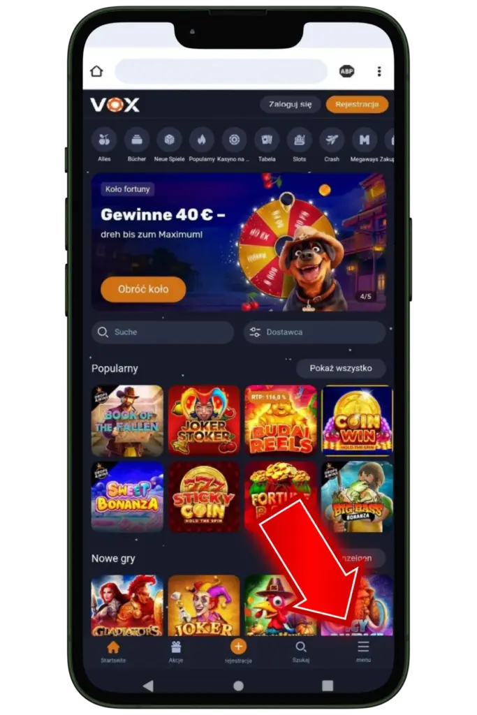 Go to the App Vox Casino iOS pl