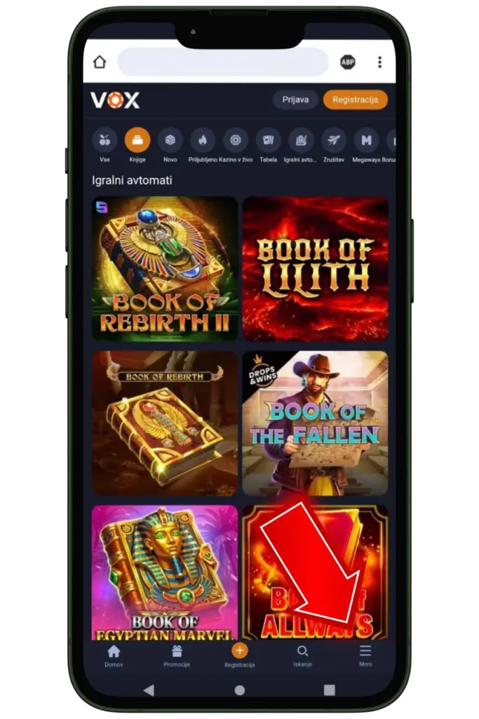 Go to the App Vox Casino iOS sl