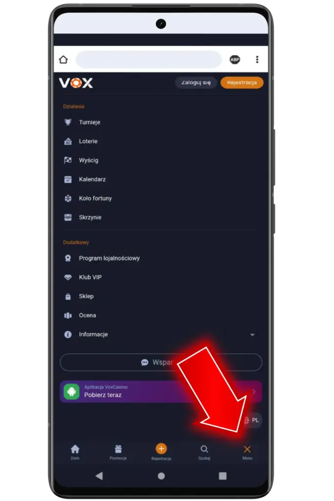 Go to the App Vox Casino pl