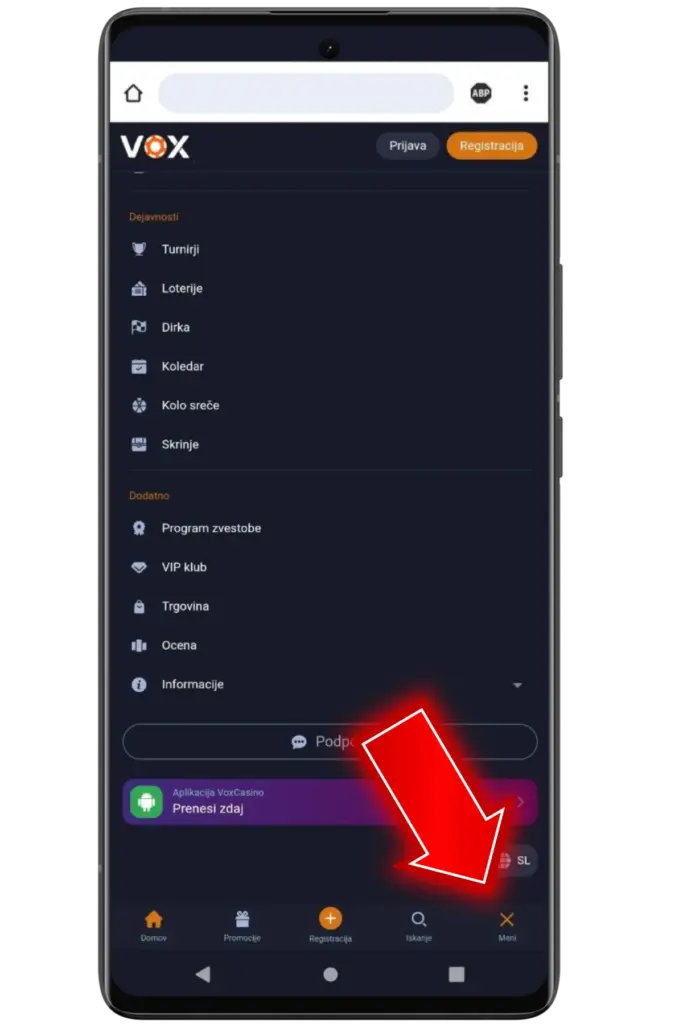 Go to the App Vox Casino sl