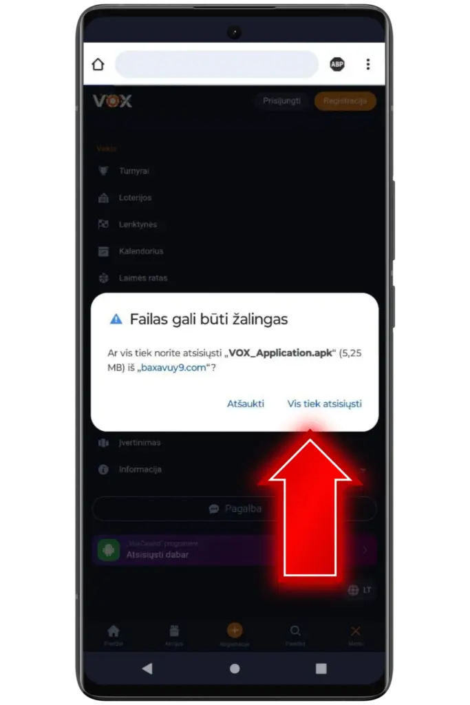 Open the downloaded APK file lt