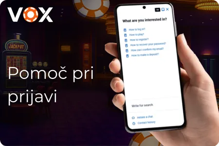 Vox Casino pomoč pri prijavi
