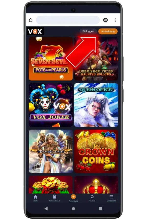Run the application Vox Casino de