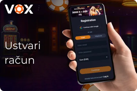 Vox Casino prijava Ustvari račun