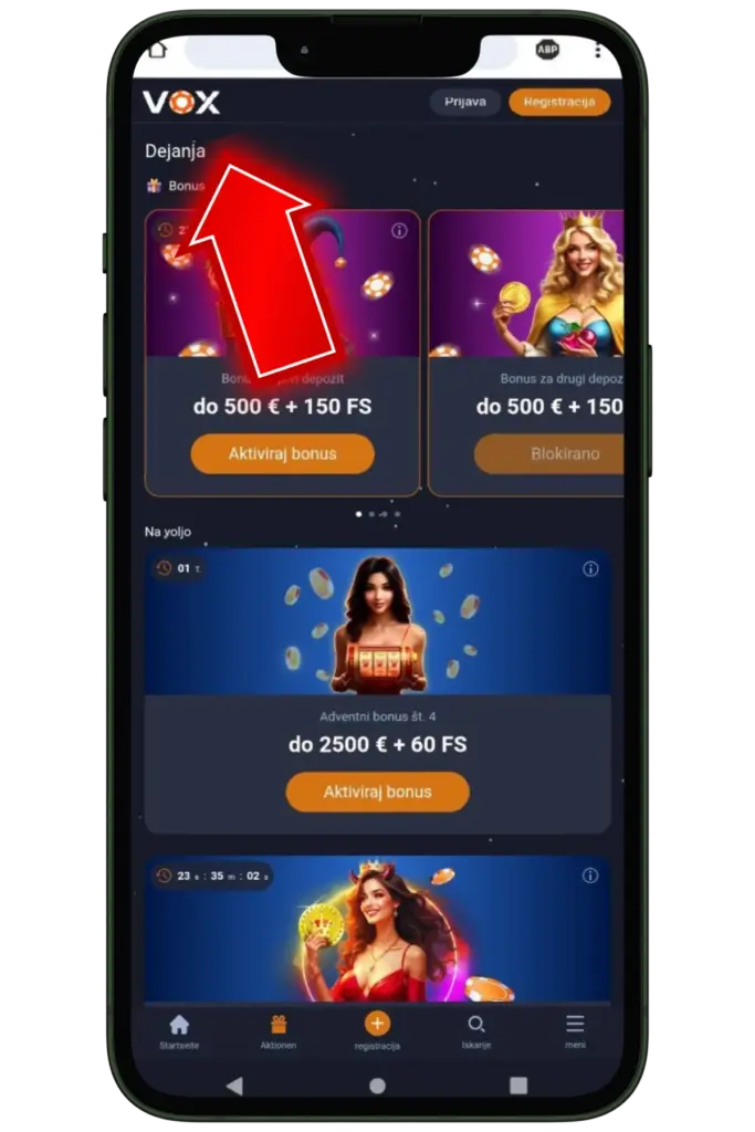 Visit the Vox Casino for iOS sl