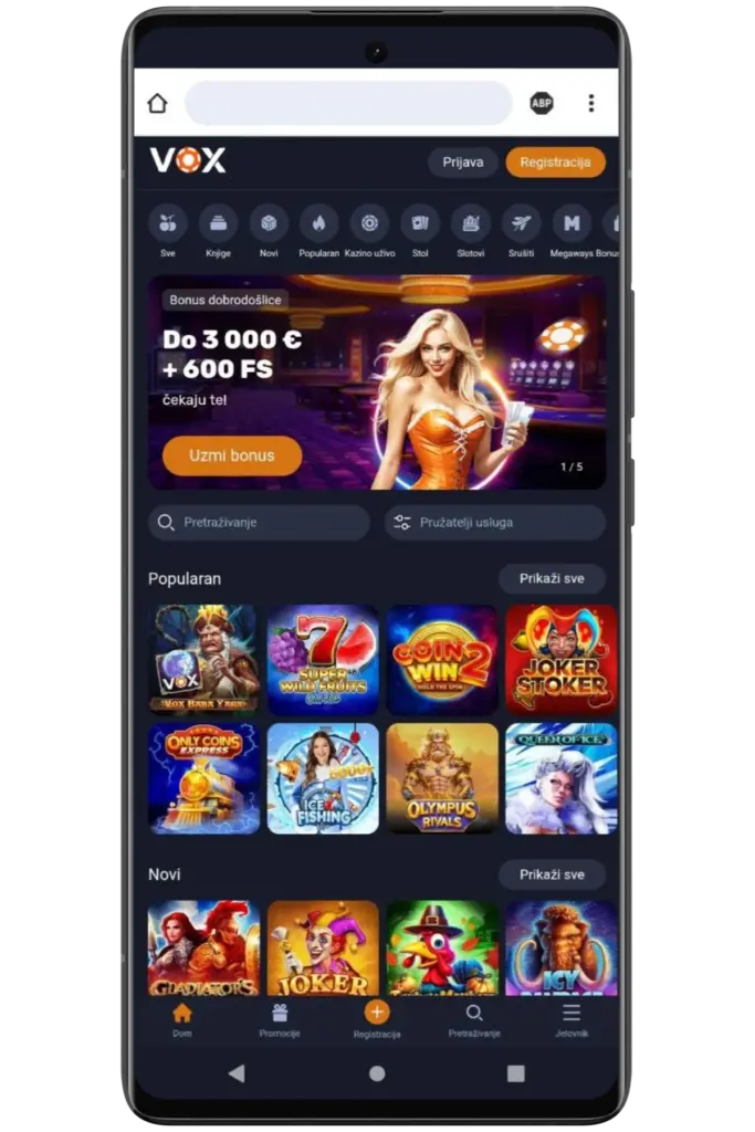 Visit the official Vox Casino website HR